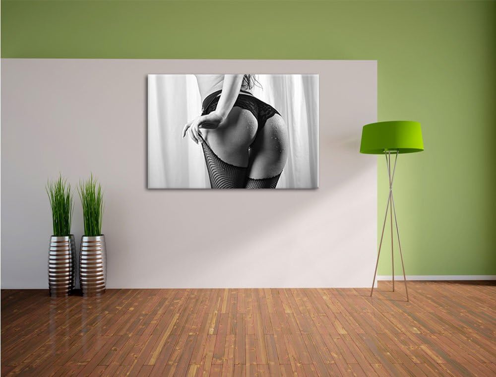 Pixxprint Frau Spitzenhöschen als Leinwandbild | Grösse: 100x70 cm | Wandbild | Kunstdruck | fertig