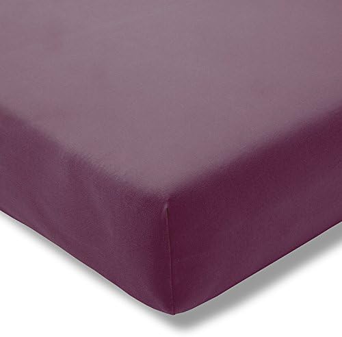 ESTELLA Topper-Spannbetttuch Zwirnjersey | Aubergine | 100x200 cm | passend für Topperhöhen von 7-10