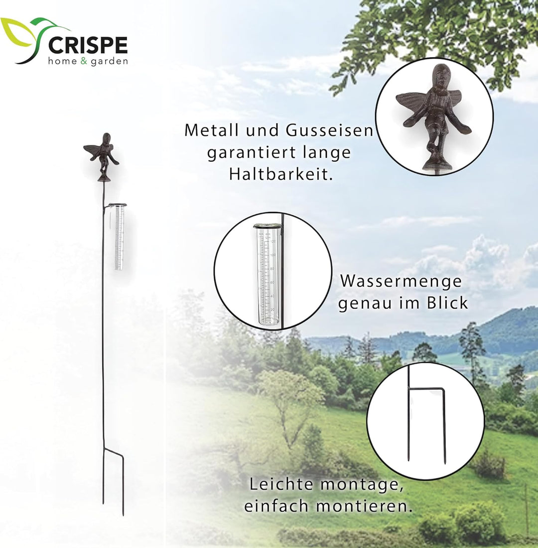 Crispe home & garden Regenmesser - Elfe - dekorativ und robust - Höhe 84 cm - Niederschlagsmengenmes