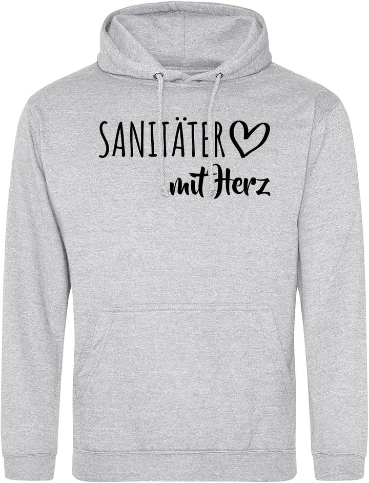 huuraa Unisex Hoodie Sanitäter mit Herz Pullover Vegan Grösse 3XL Heather Grey mit Motiv für die tol