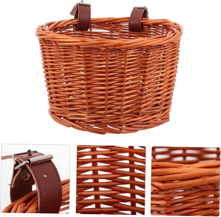 Rattan-fahrradkorb Vorderradgepäckträger Abnehmbar Zur Aufbewahrung