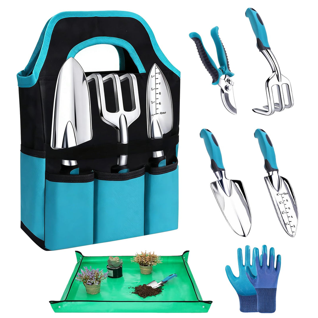 auvstar Gartenwerkzeug Set,7 Stück Gartengeräte,Gartenwerkzeuge Rost Gartenarbeit Set mit Dauerhafte