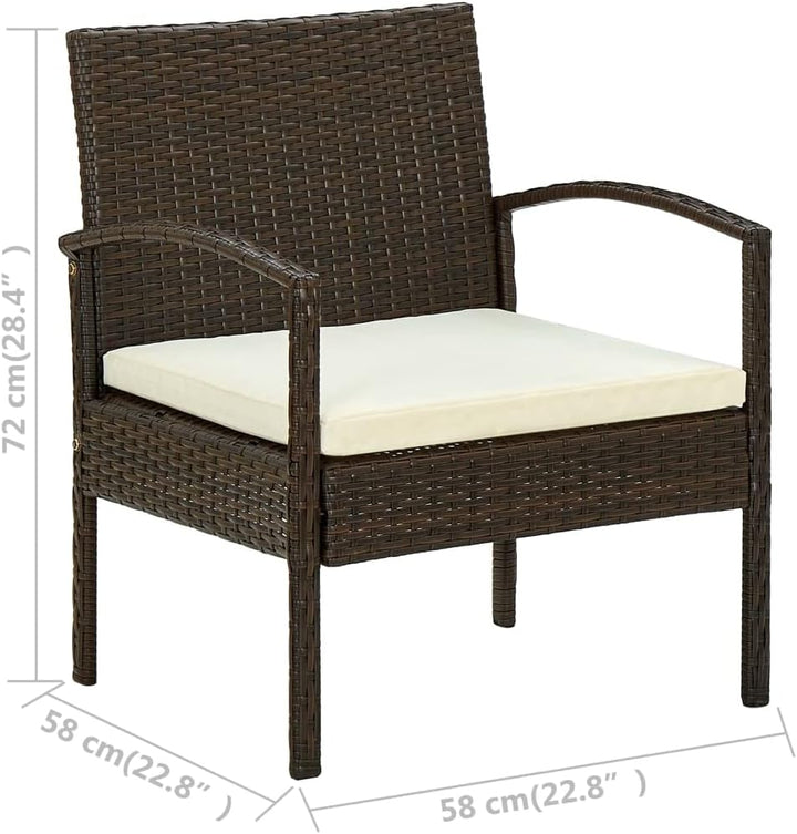 vidaXL Gartenstuhl mit Kissen Gartensessel Gartenmöbel Rattanstuhl Stuhl Sessel Rattansessel Balkons