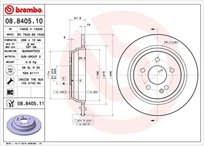 BREMBO 08.8405.11 Bremsscheiben