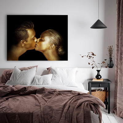 wandmotiv24 Leinwand-Bild Gold Collection, Grösse 60x45cm, Querformat, Frau & Mann in Gold-metallic,