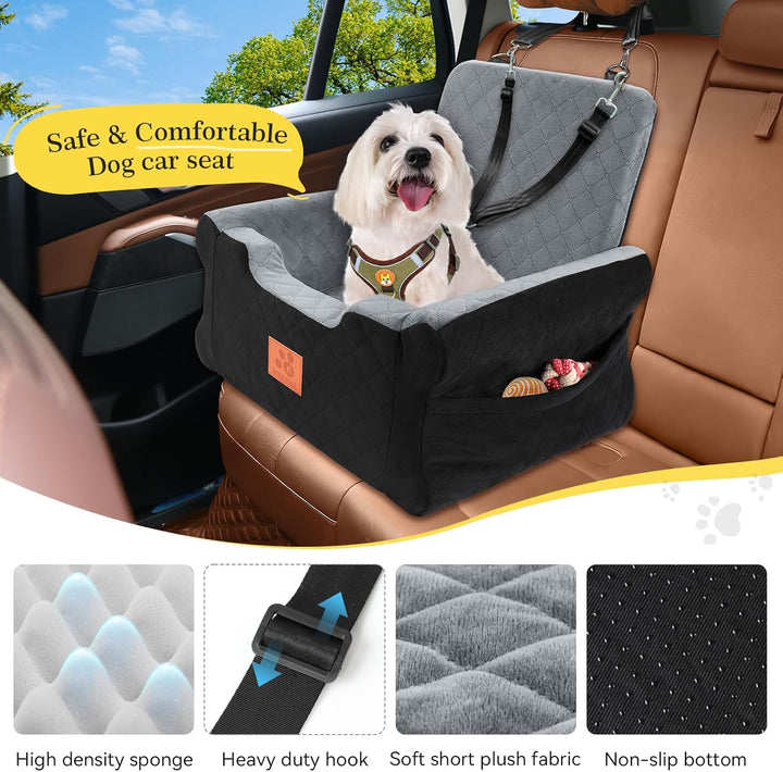 GL GLENSLAVE Hunde-Autositze für kleine bis mittelgrosse Hunde, Erhöhter Hunde-Booster-Sitz mit Memo