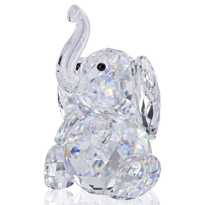 H&D Niedliche Elefanten-Figur, aus geschliffenem Glas, Ornament, Tier-Sammelstück Transparent, Trans