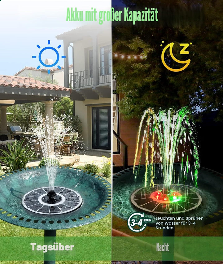 SZMP Solar Springbrunnen für aussen 100% Glas 2023 Upgraded,3.5W Solar Teichpumpe mit 8 Effekte Sola