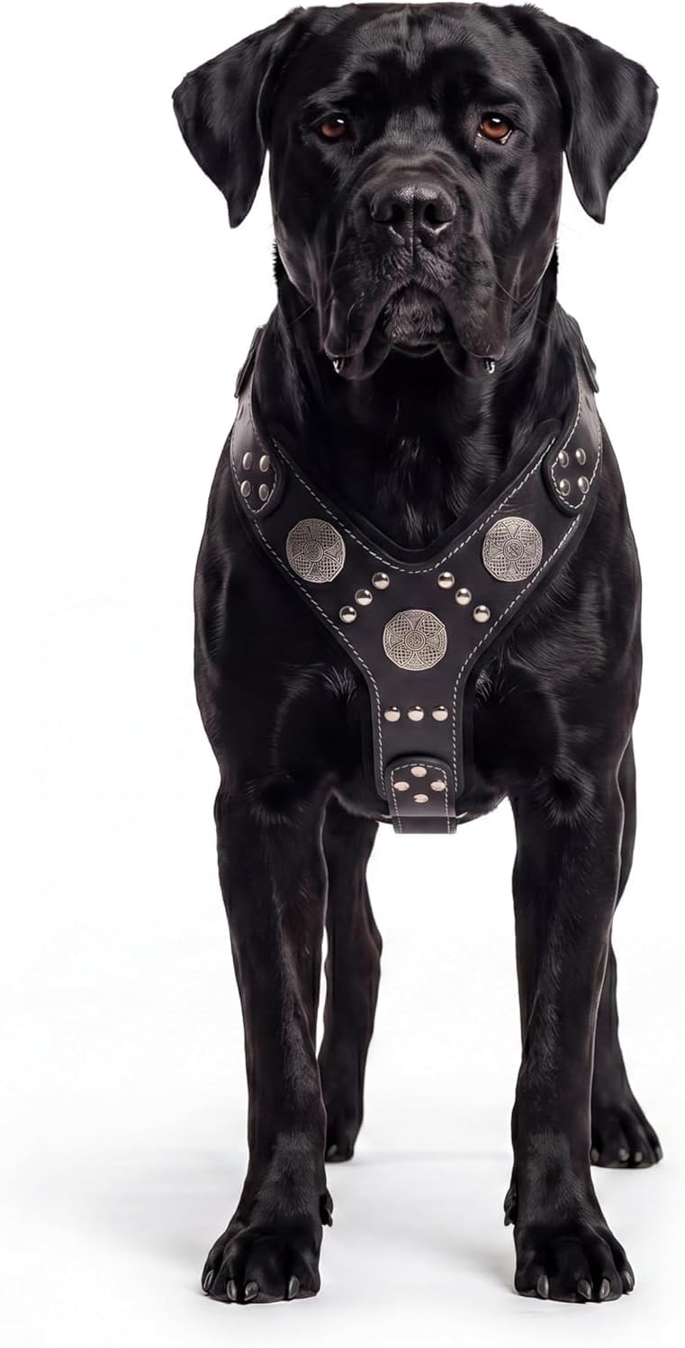Bestia |Maximus| Leder Brustgeschirr für grosse Hunde. Bis 145 cm Brustumfang. 100% Leder. Handgefer