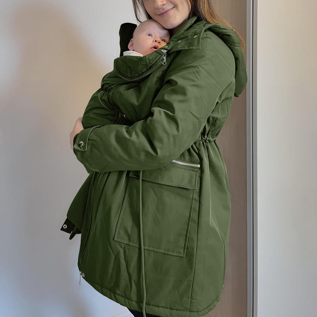 SYDUZAX Wintermantel Damen Warm Winterjacke Gefüttert Winter Parka Umstands Baumwolljacke 3 in 1 Win