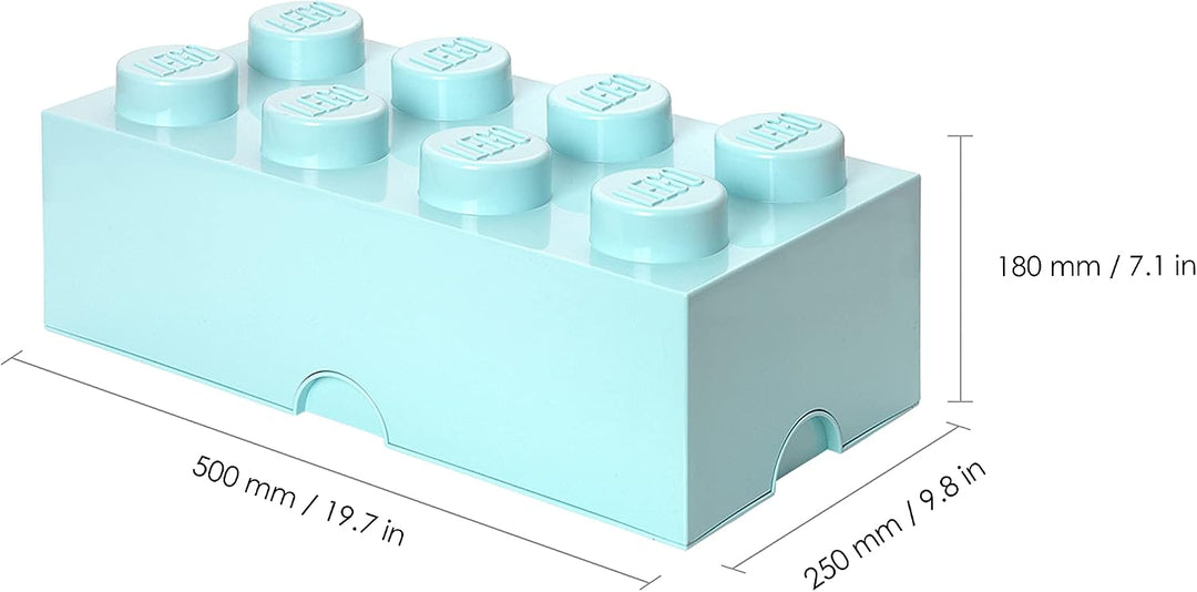 LEGO Aufbewahrungsstein, 8 Noppen, Stapelbare Aufbewahrungsbox, 12 l, mintgrün Aqua Blau, Aqua Blau
