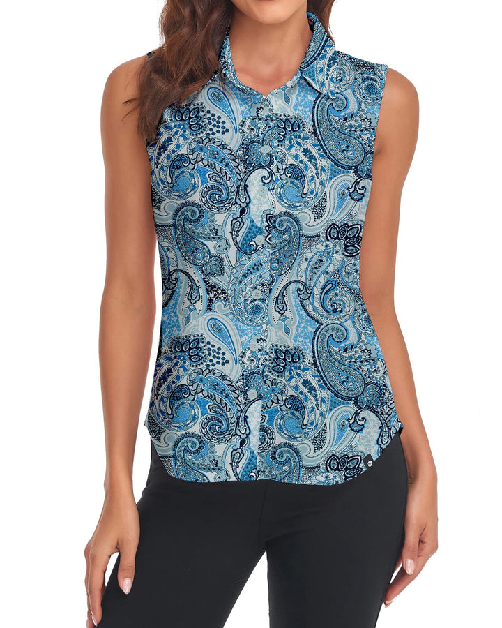 Soneven Damen Bluse Elegant Sport Tank Top mit Kragen Damen Ärmellos Golf Polohemd Sommer Atmungsakt