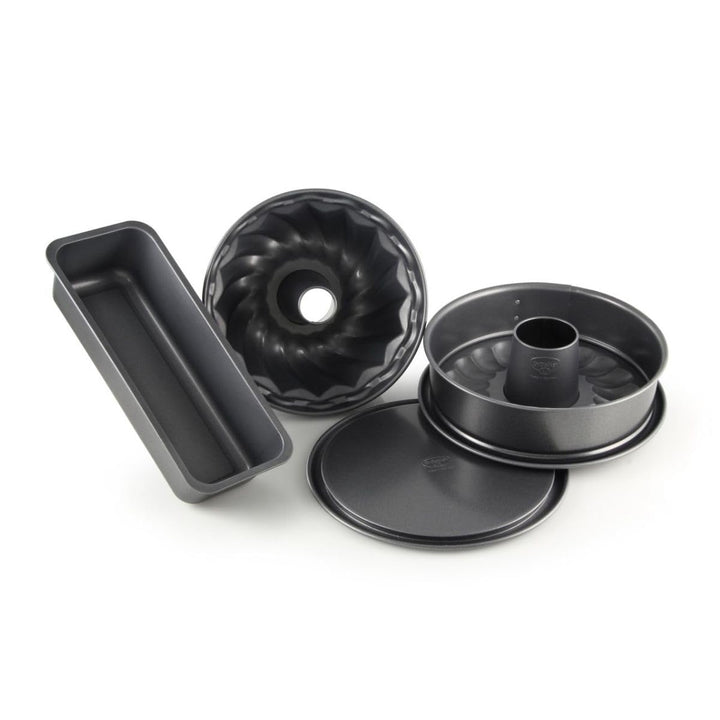 Dr. Oetker 4er Backformen-Set Back-Harmonie, Springform (Flach- und Rohrbodeneinsatz), Kastenform un