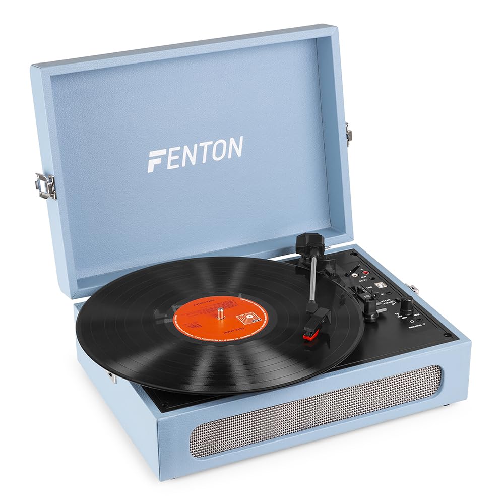 Fenton RP118E - Bluetooth Plattenspieler mit Lautsprecher, Bluetoothsender und Empfänger, Schallplat