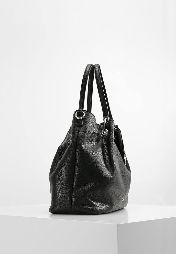 L.CREDI Handtasche Ebony mit Label-Applikationen Einheitsgrösse Schwarz, Einheitsgrösse Schwarz