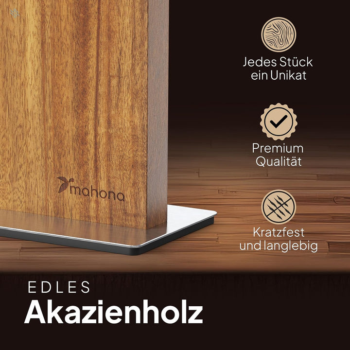 Messerblock Magnetisch Ohne Messer aus Akazienholz – Magnet-Messerhalter Universal Unbestückt Holz –