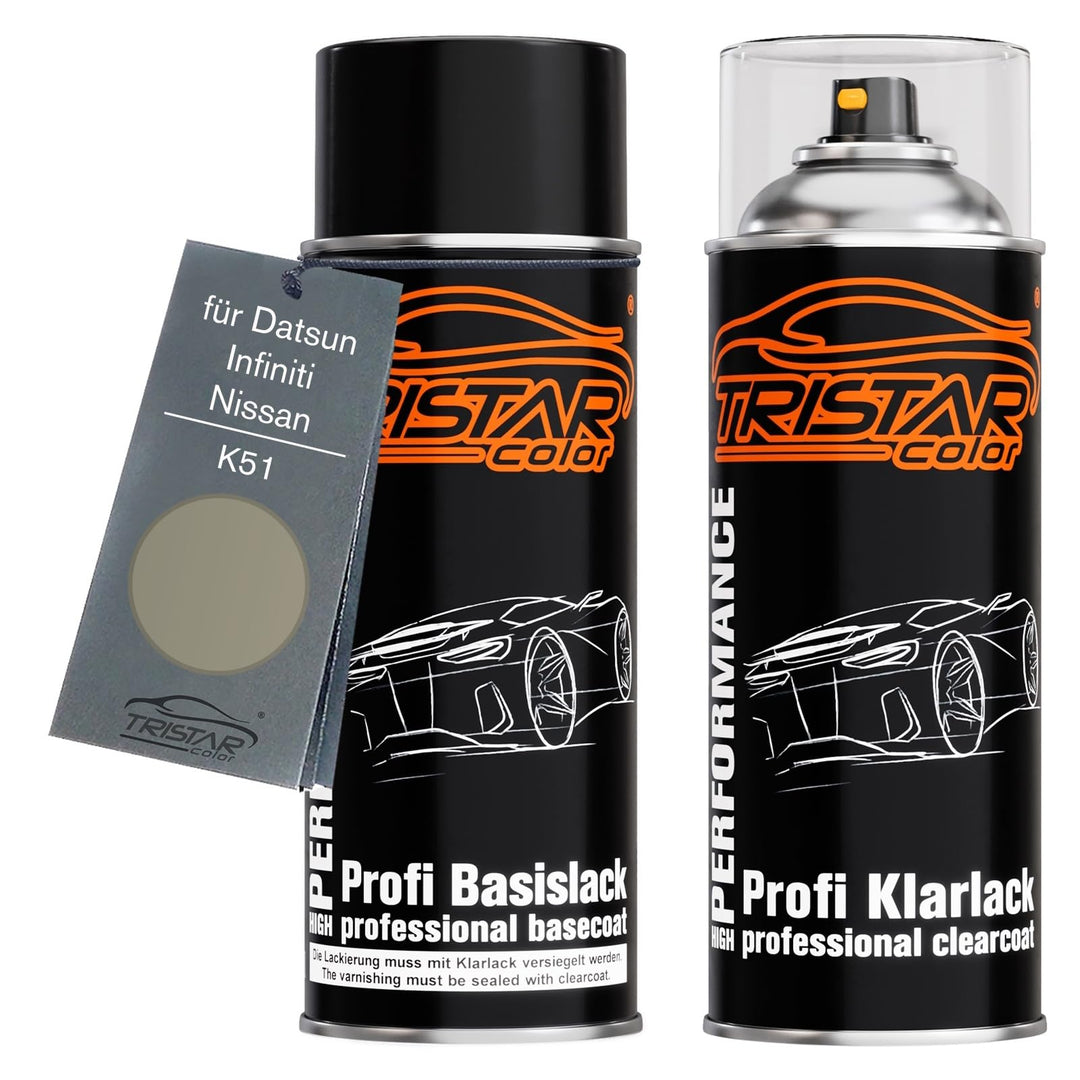 TRISTARcolor Autolack Spraydosen Set für Datsun/Infiniti/Nissan K51 Grey Metallic/Gris Lunaire Metal