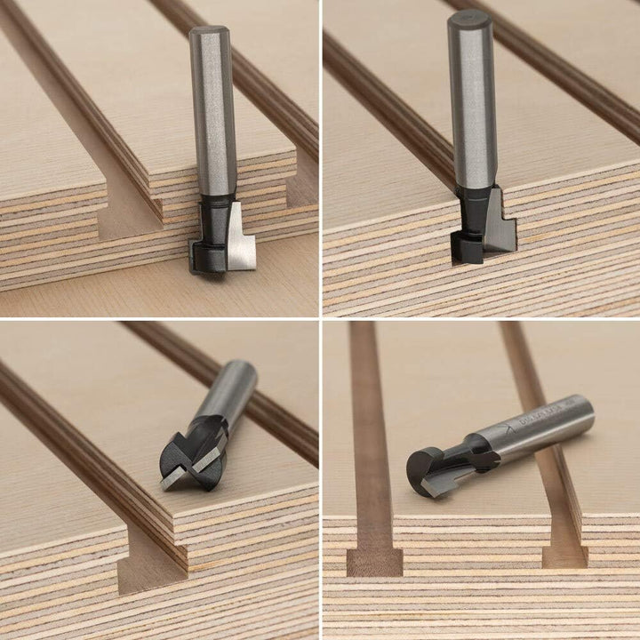 ENT 09045 4-tlg. T-Nutfräser-Set M5 M6 M8 M10, Schaft 8 mm, in Hartmetall, für Sechskantschrauben mi
