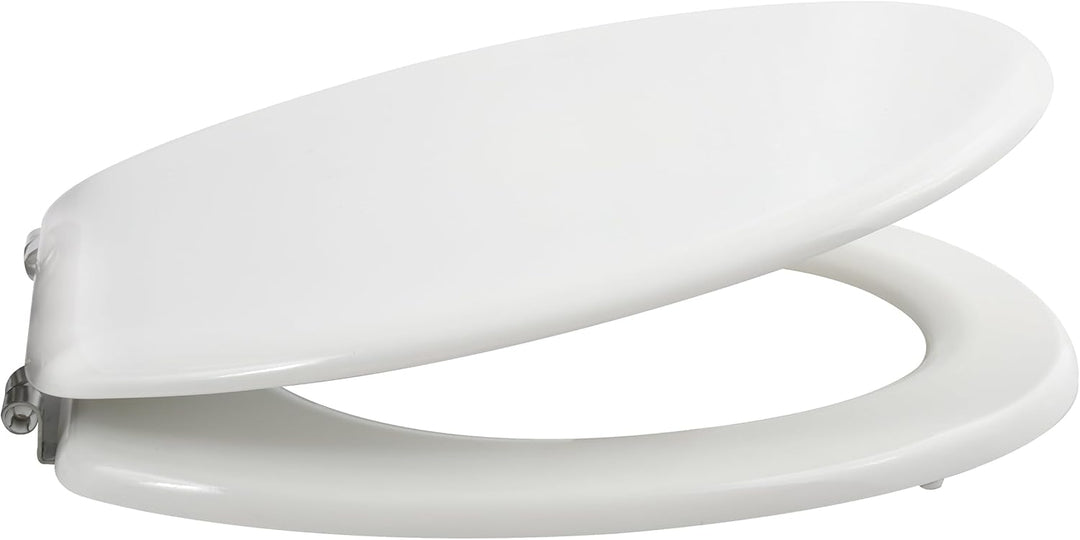 MSV WC Sitz Toilettendeckel MDF Holzkern "Uni weiss" Scharniere aus Edelstahl - hochwertige und stab