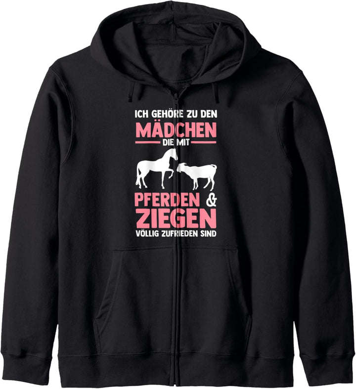 Ziege Pferd Pferde Reiten Bauernhof Ziegen Mädchen Kapuzenjacke