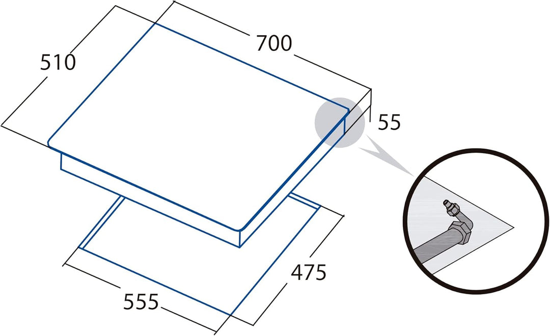 CATA L 7005 CI Gaskochfeld, Kristall, Schwarz, 51 x 70 x 5,5 cm, 20000