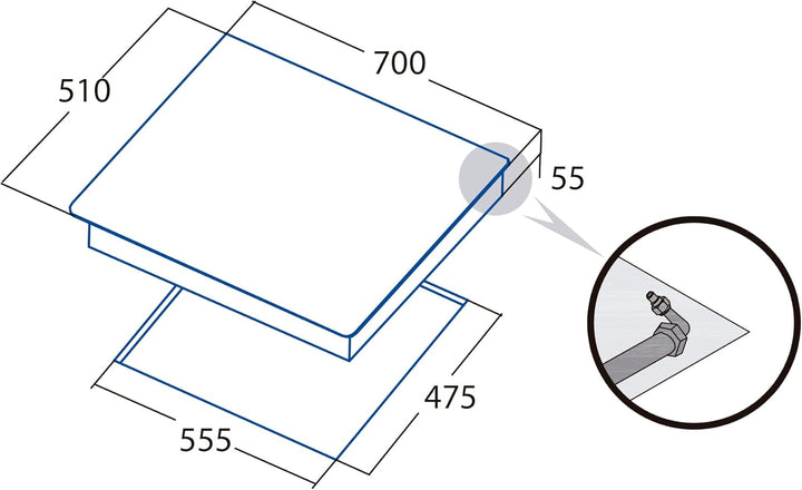 CATA L 7005 CI Gaskochfeld, Kristall, Schwarz, 51 x 70 x 5,5 cm, 20000