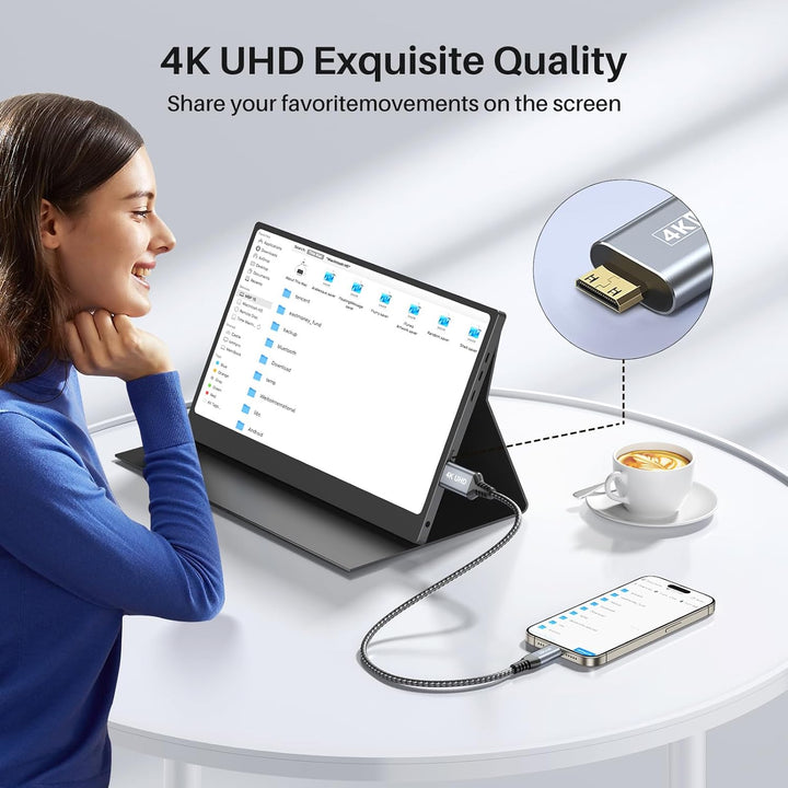 LDLrui USB-C zu Mini-HDMI-Kabel 1.5M 4K60Hz Einbahnverkehr für Heim-Office | Type C zu Mini HDMI 2.0
