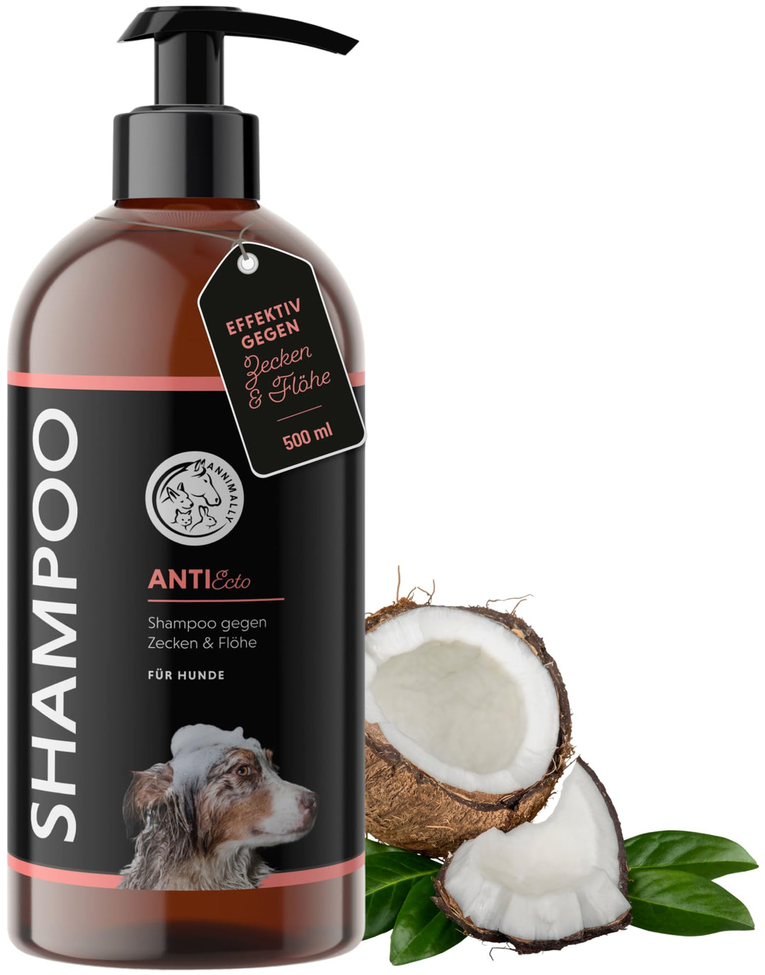 Annimally Anti Zecken und Flohshampoo Hund - Shampoo gegen Zecken, Flöhe &amp; Milben für Hunde - Hundes
