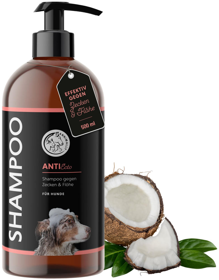 Annimally Anti Zecken und Flohshampoo Hund - Shampoo gegen Zecken, Flöhe &amp; Milben für Hunde - Hundes