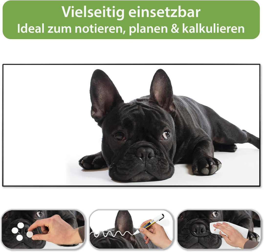 banjado Magnettafel schwarz 78 x 37cm / Magnetwand Metall/Magnetpinnwand als Memoboard/Pinnwand Magn