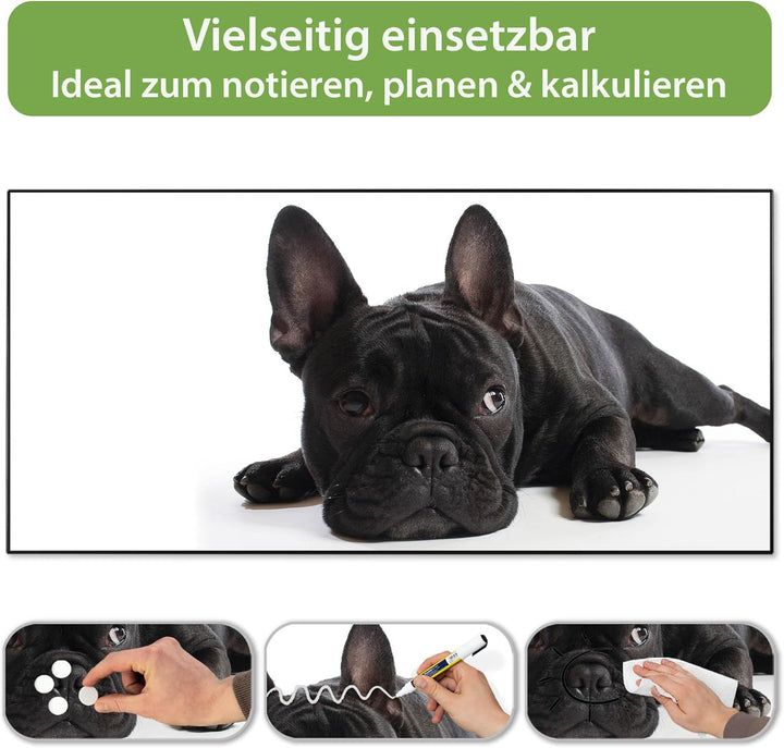 banjado Magnettafel schwarz 78 x 37cm / Magnetwand Metall/Magnetpinnwand als Memoboard/Pinnwand Magn