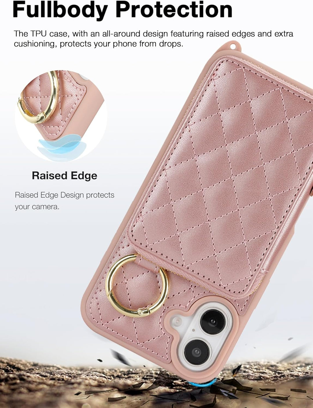 ELTEKER Handyhülle für iPhone 17 Hülle mit Band Verstellbarem Schultergurt, Reissverschluss Geldbörs