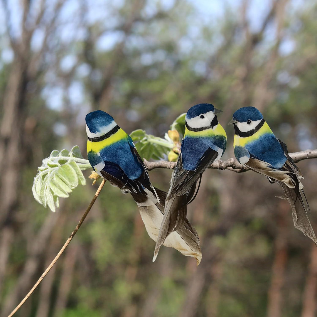 Künstlicher Vogel für Dekoration Frühling Ornament Baum 12er Set mit Clip Weihnachten und Hochzeit D