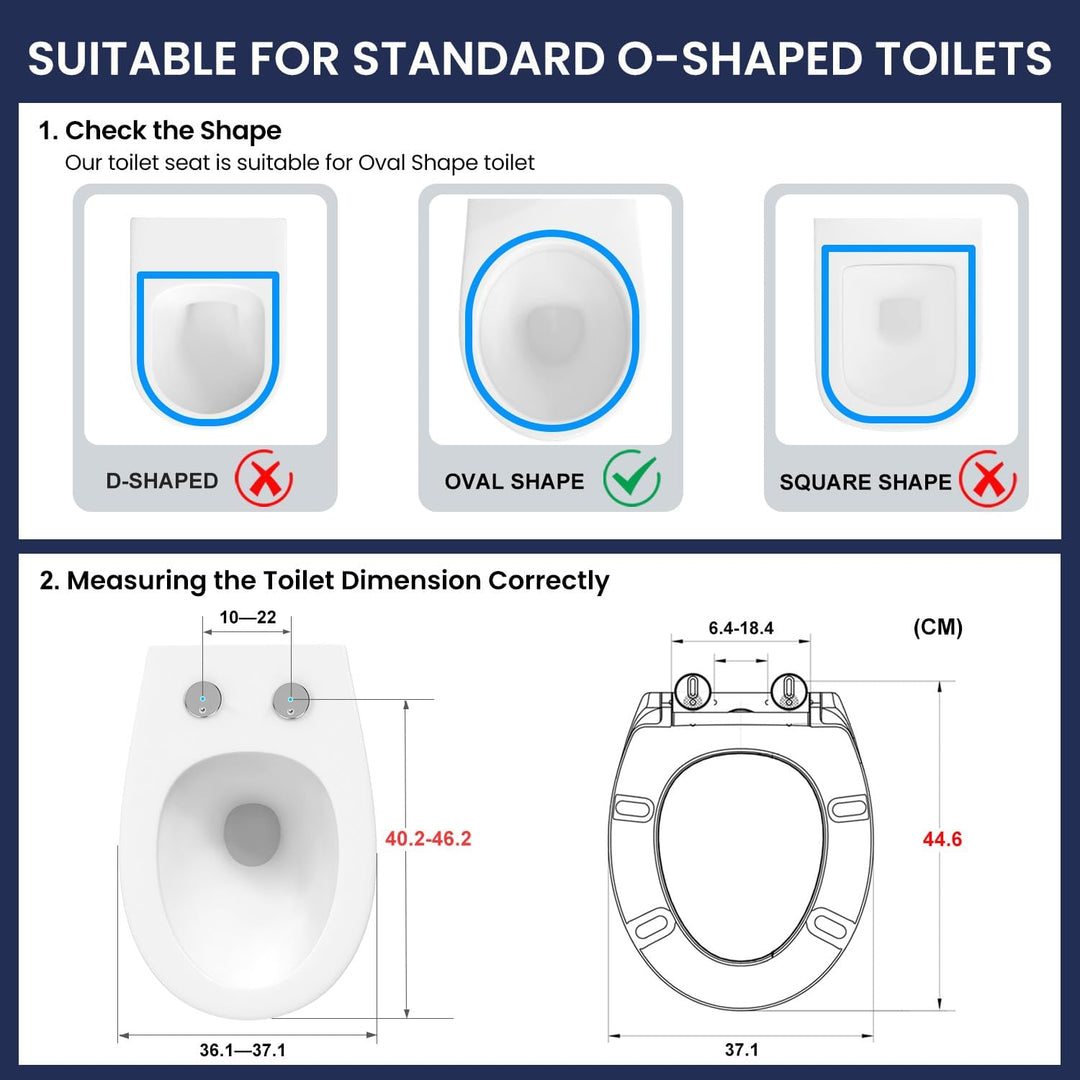 YEAUPE PRO Toilettendeckel mit Absenkautomatik O Form, WC-Sitz mit Quick-Release-Funktion und Softcl