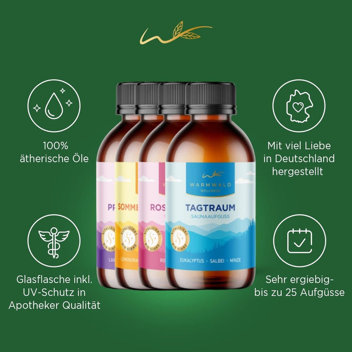 Warmwald - Saunaaufguss - Sauna Aufgussmittel mit natürlichen ätherischen Ölen - Saunaöl - Saunaduft