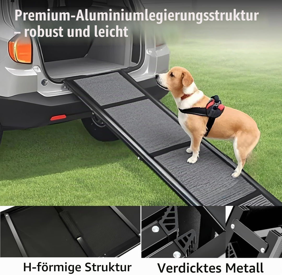 Hunderampe Auto Klappbar Extra Lang 180 cm Hundetreppe Auto mit Rutschfester Teppichoberfläche für K