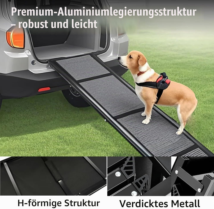 Hunderampe Auto Klappbar Extra Lang 180 cm Hundetreppe Auto mit Rutschfester Teppichoberfläche für K