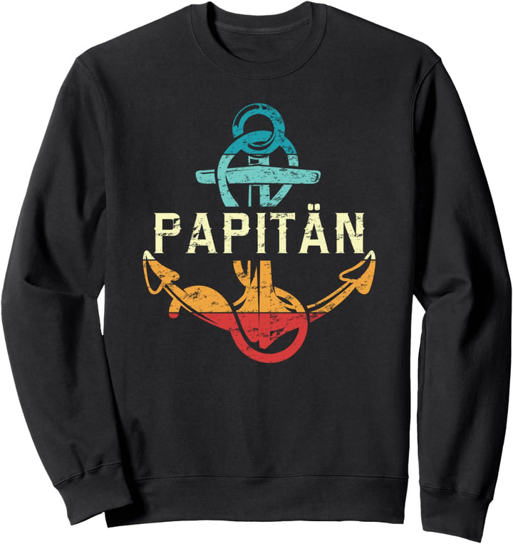 Papitän papitan Papa und Kapitän Lustiges Ankers Vatertag Sweatshirt
