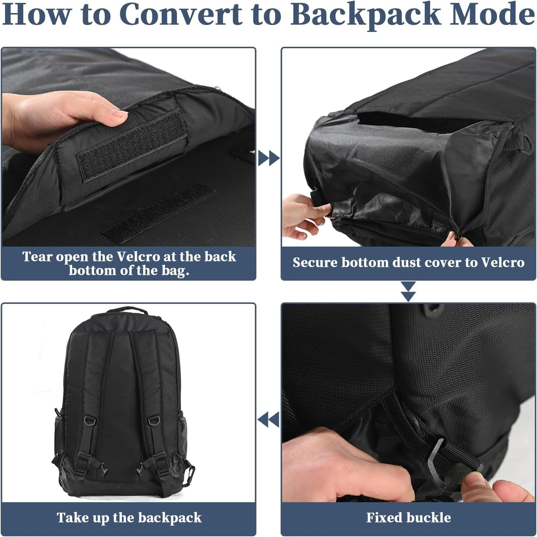 WIRABO Rucksack mit Rollen, 35L 15.6 Zoll Laptop Trolley Rucksack Gross Schultrolley Handgepäck Reis