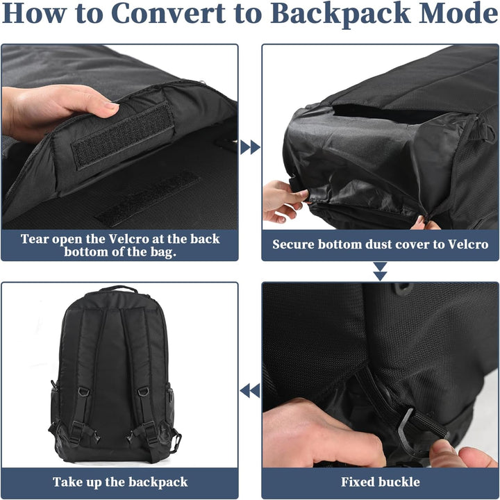 WIRABO Rucksack mit Rollen, 35L 15.6 Zoll Laptop Trolley Rucksack Gross Schultrolley Handgepäck Reis