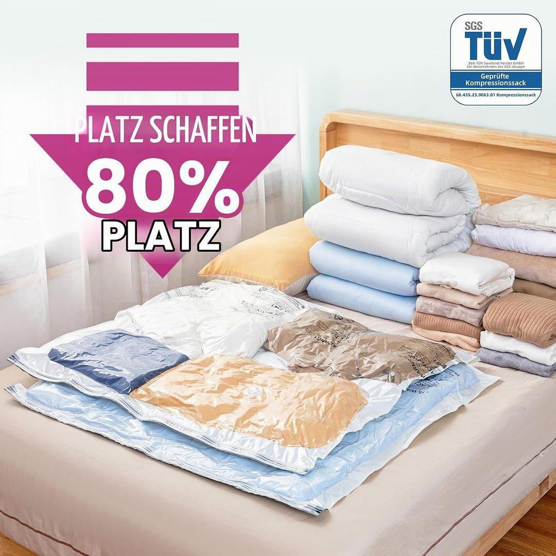 TAILI Vakuumbeutel für Bettdecken 8 Stück Super Gross 120 X 100 CM Vakuumierbeutel für Kleidung, Dec