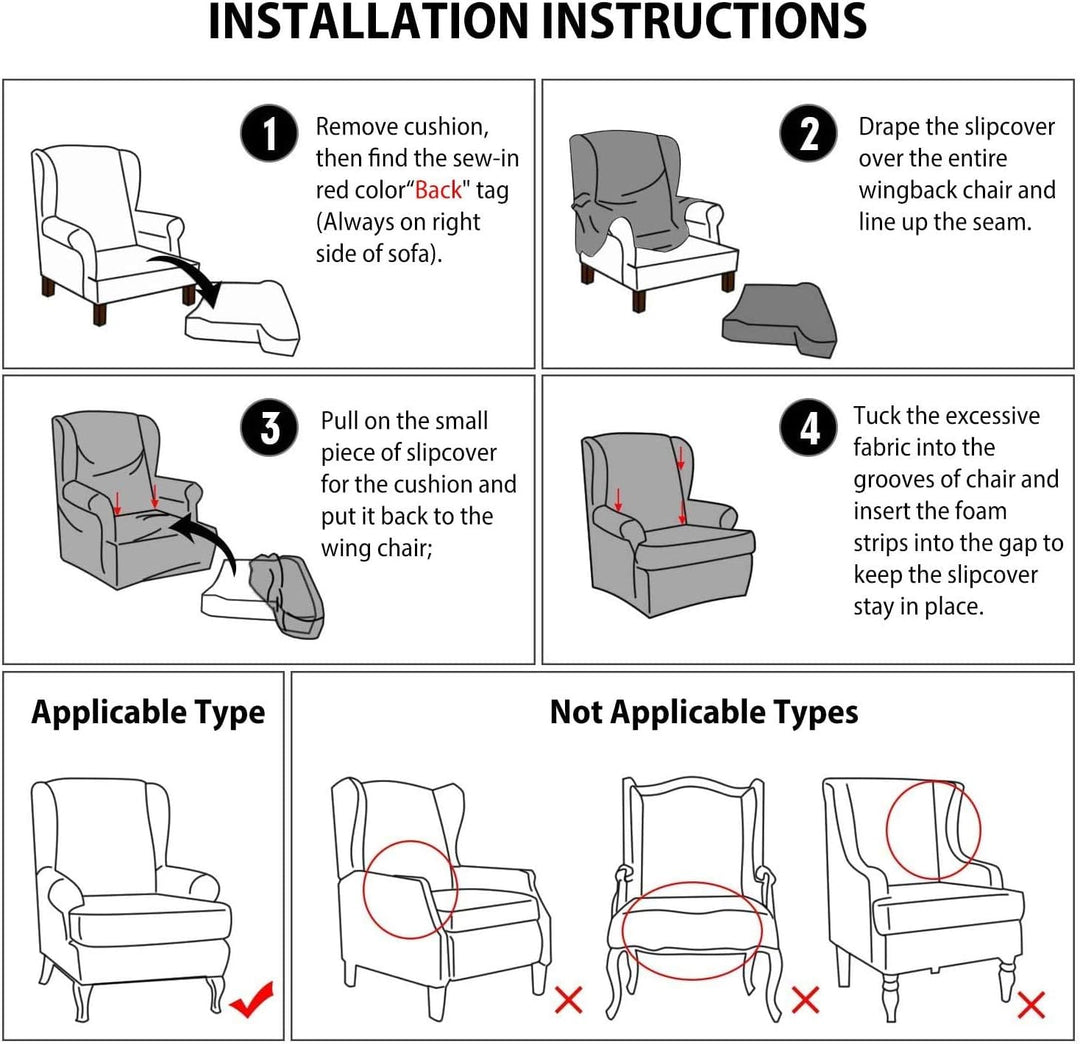 VanderHOME Stretch Sofabezug Ohrensessel husse ohrensessel bezug 1 Sitzer Stretch und antirutsch Ses