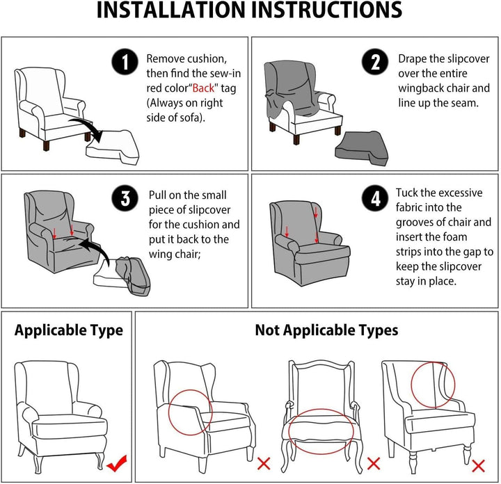 VanderHOME Stretch Sofabezug Ohrensessel husse ohrensessel bezug 1 Sitzer Stretch und antirutsch Ses