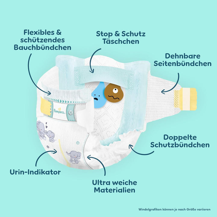 Pampers Premium Protection Grösse 7, 128 Windeln, 15kg+, unser Nr. 1 Haut- und Auslaufschutz Grösse