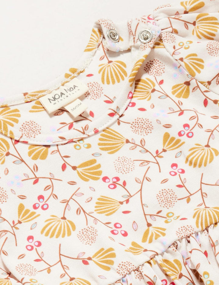 Noa Noa miniature Baby-Mädchen Kittynnm Dress 56 Print Offwhite/Yellow, 56 Print Offwhite/Yellow