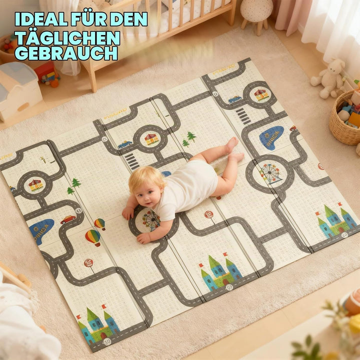 Soontrans Krabbelmatte Baby, Spielmatte Baby Faltbar, 200x180x1cm, Play Mat for Babies Doppelseitige