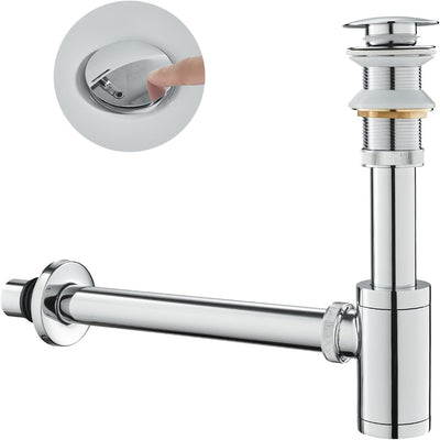 KEOKBON Badezimmer Waschbecken Flaschenfalle, Siphon & Pop up Ventil Ablaufgarnitur ohne Überlauf St