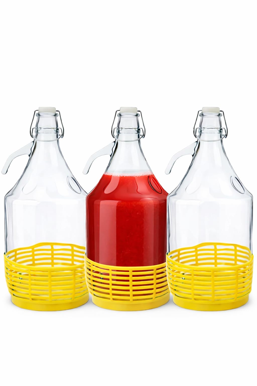 made in home 5L Gärballon mit BÜGELVERSCHLUSS und Kunststoffkorb Flasche Glasballon Weinballon Bügel
