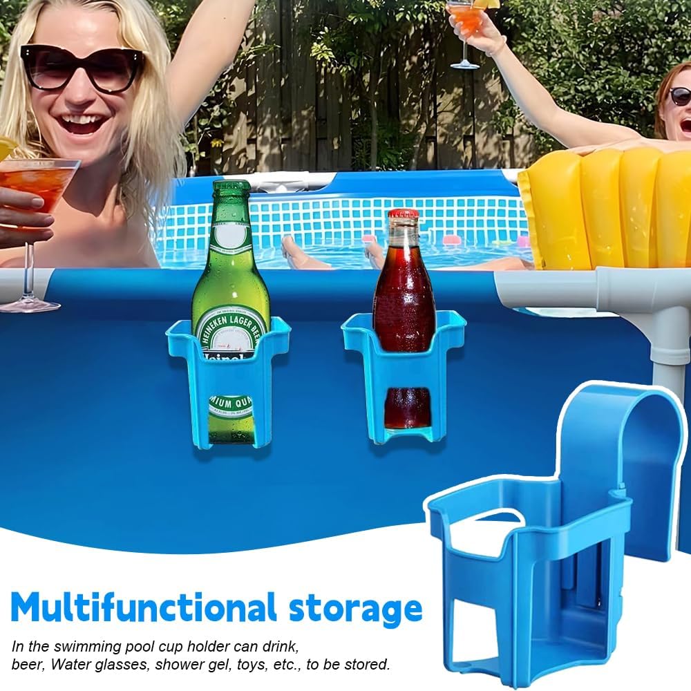 Pool Getränkehalter, 4 Kunststoff Getränkehalter Poolrand, Wasserbecher Hängehalter für Schwimmbecke