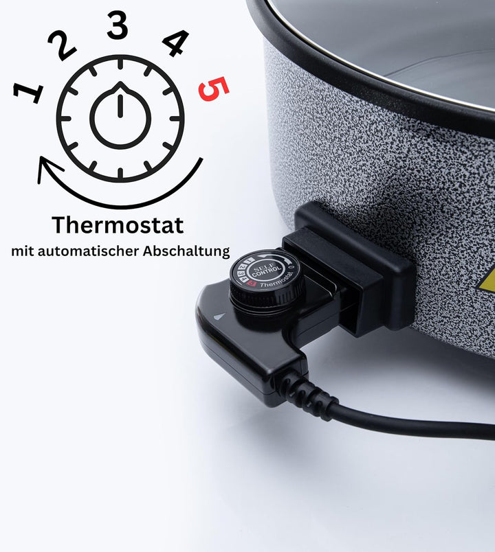 Partypfanne – elektrische Multipfanne mit Antihaftbeschichtung und Thermostat | 7 versch. grössen -